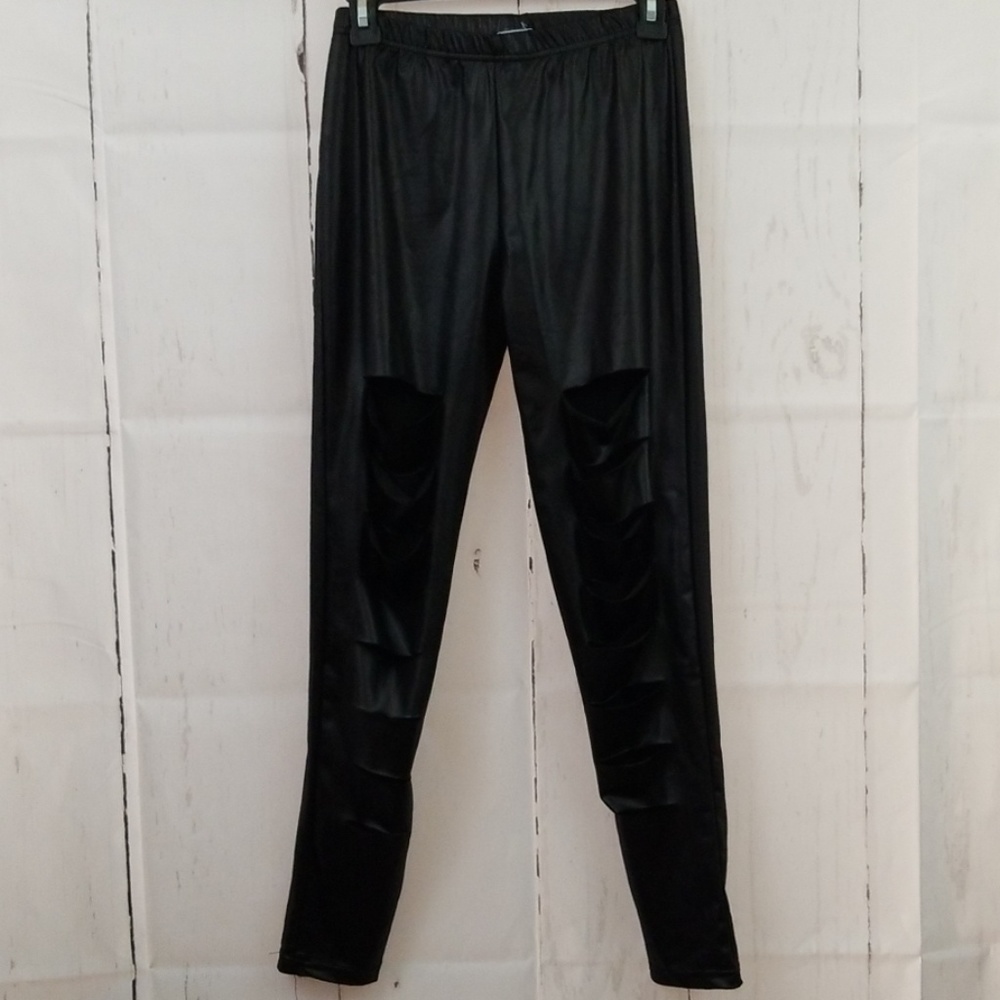 Fit 2 Go Faux Leather Leggings (0043)
